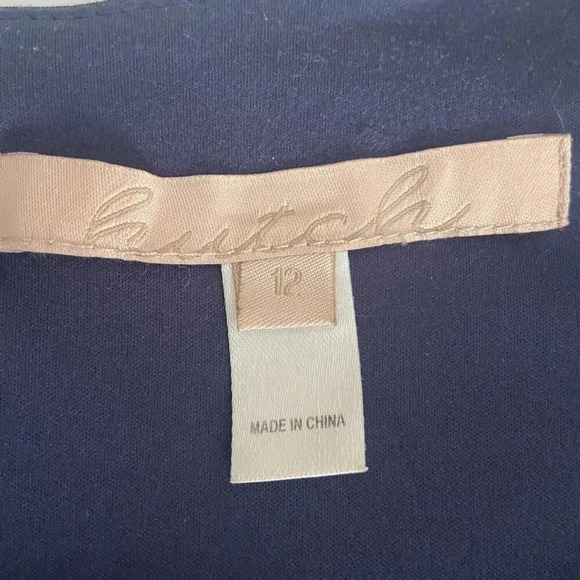 Hutch Color Block Fit & Flare Midi Dress Size 12 Sheath Navy Blue Green Preppy - Picture 7 of 13